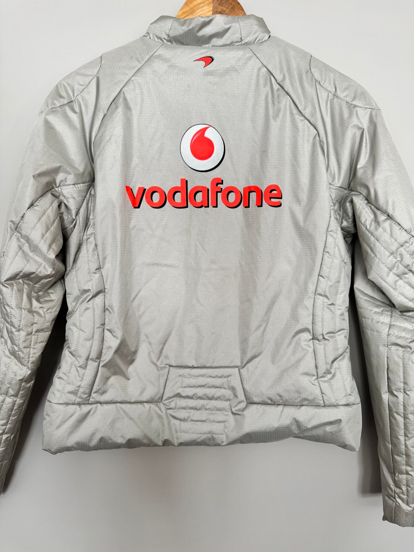 Official McLaren Vodafone Mercedes Silver women’s puffer jacket