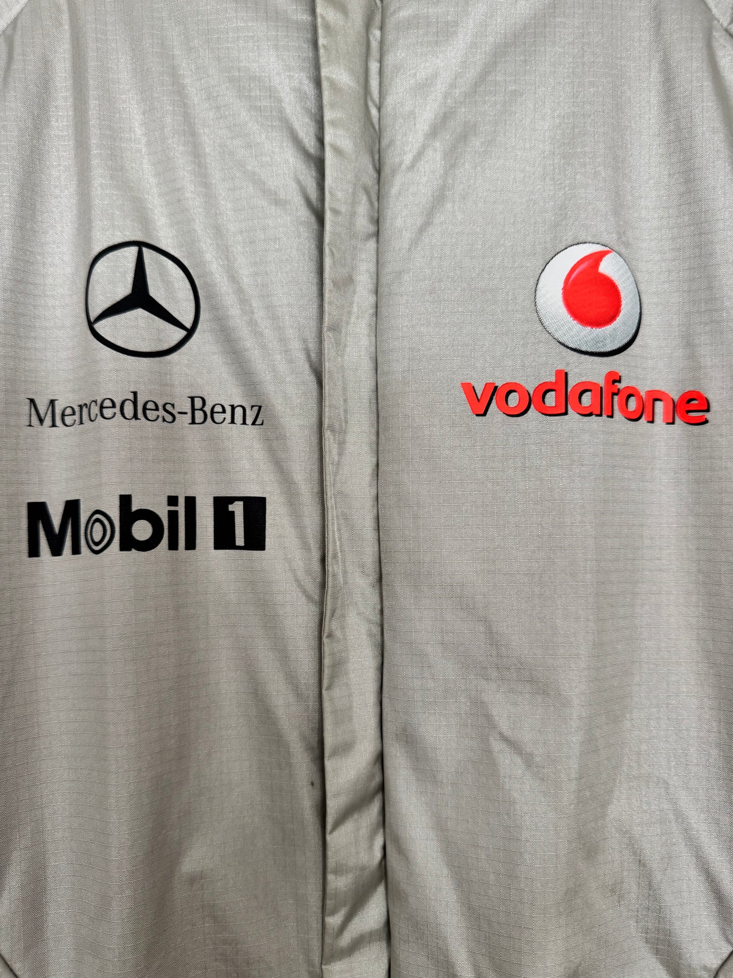 Official McLaren Vodafone Mercedes Silver women’s puffer jacket