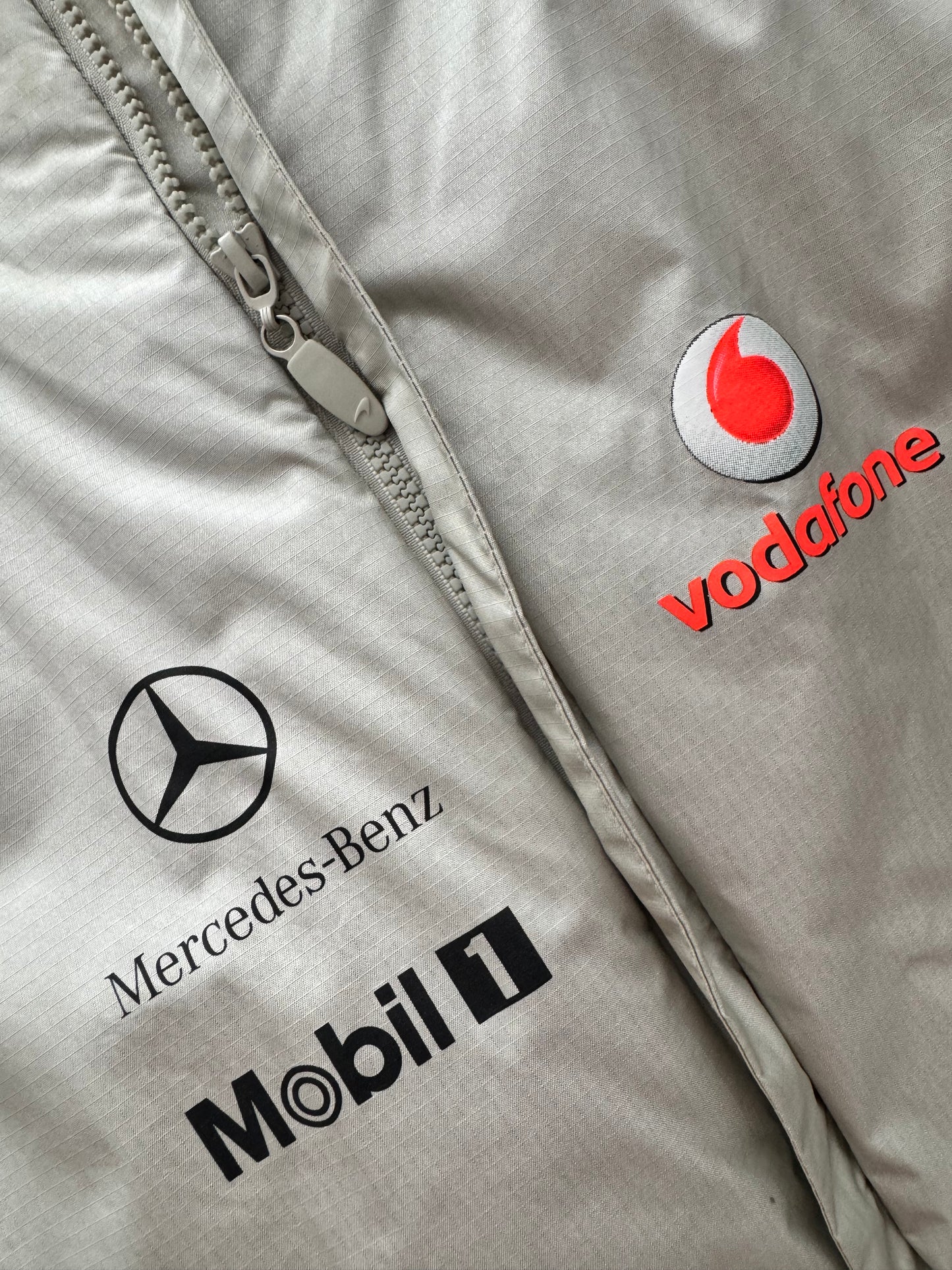 Official McLaren Vodafone Mercedes Silver women’s puffer jacket
