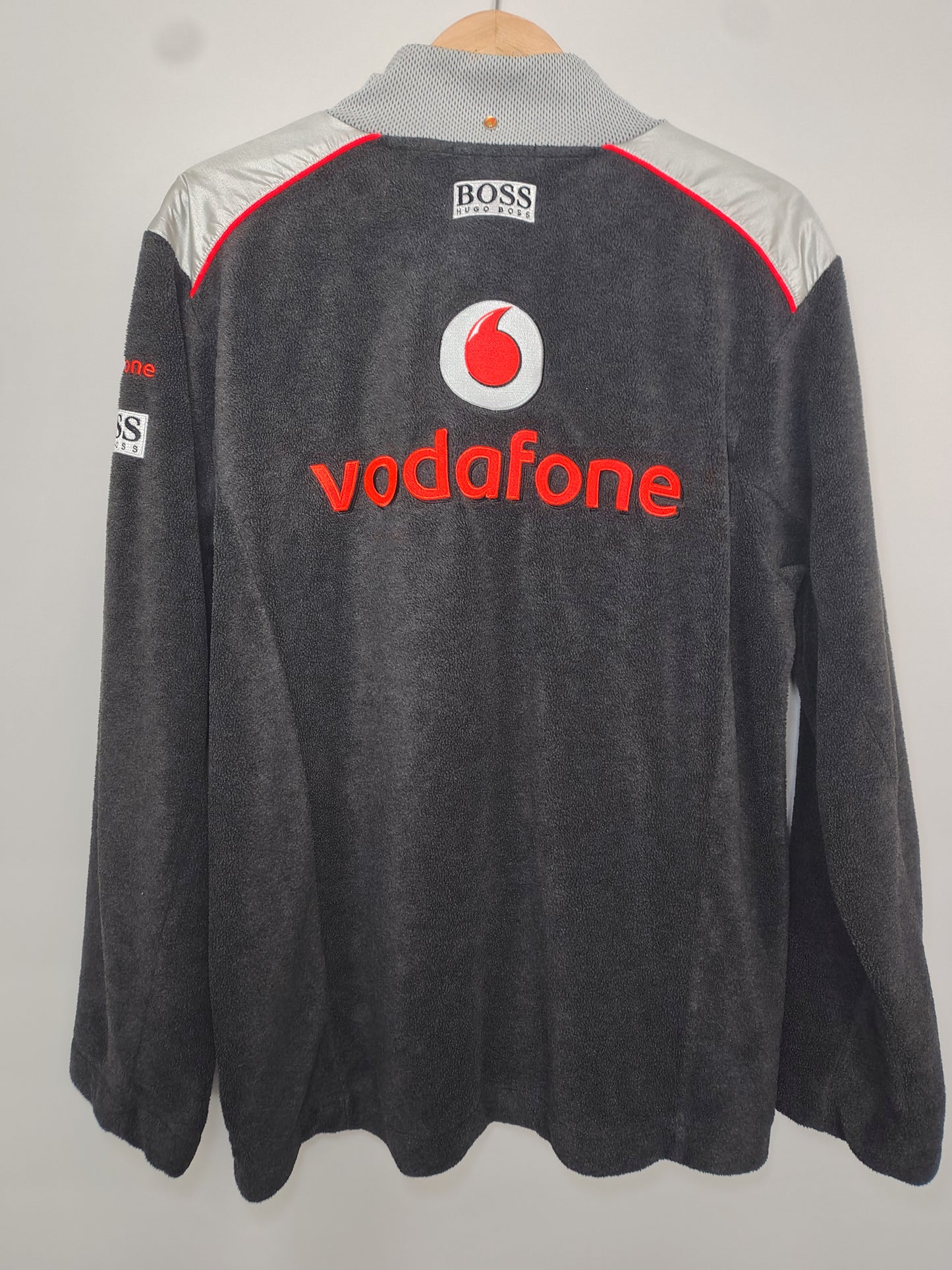 Official Vodafone McLaren Mercedes Black/silver mens fleece 1/4 zip sweater Lewis Hamilton