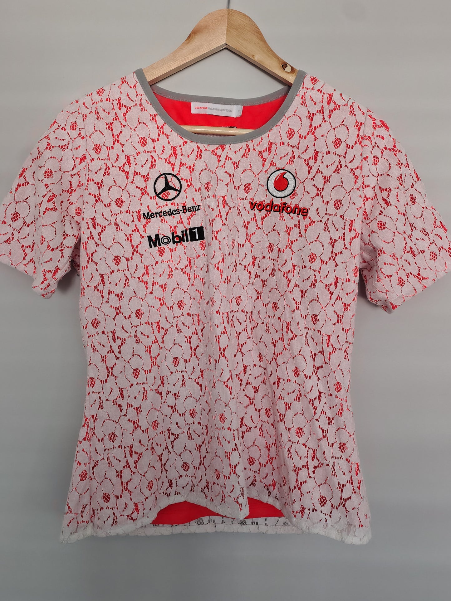 Official Vodafone McLaren ladies t-shirt top baby tee fully embroidered