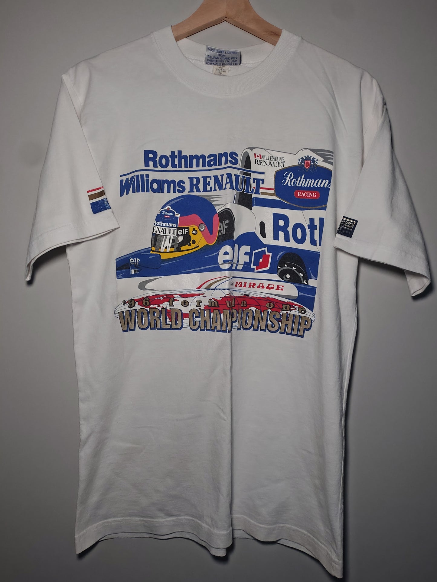 Vintage 1996 Rothmans Williams Jacques Villeneuve white t-shirt small