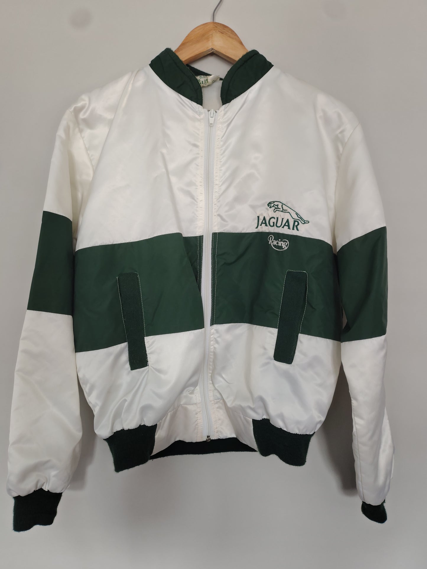 Vintage jaguar racing jacket green and white