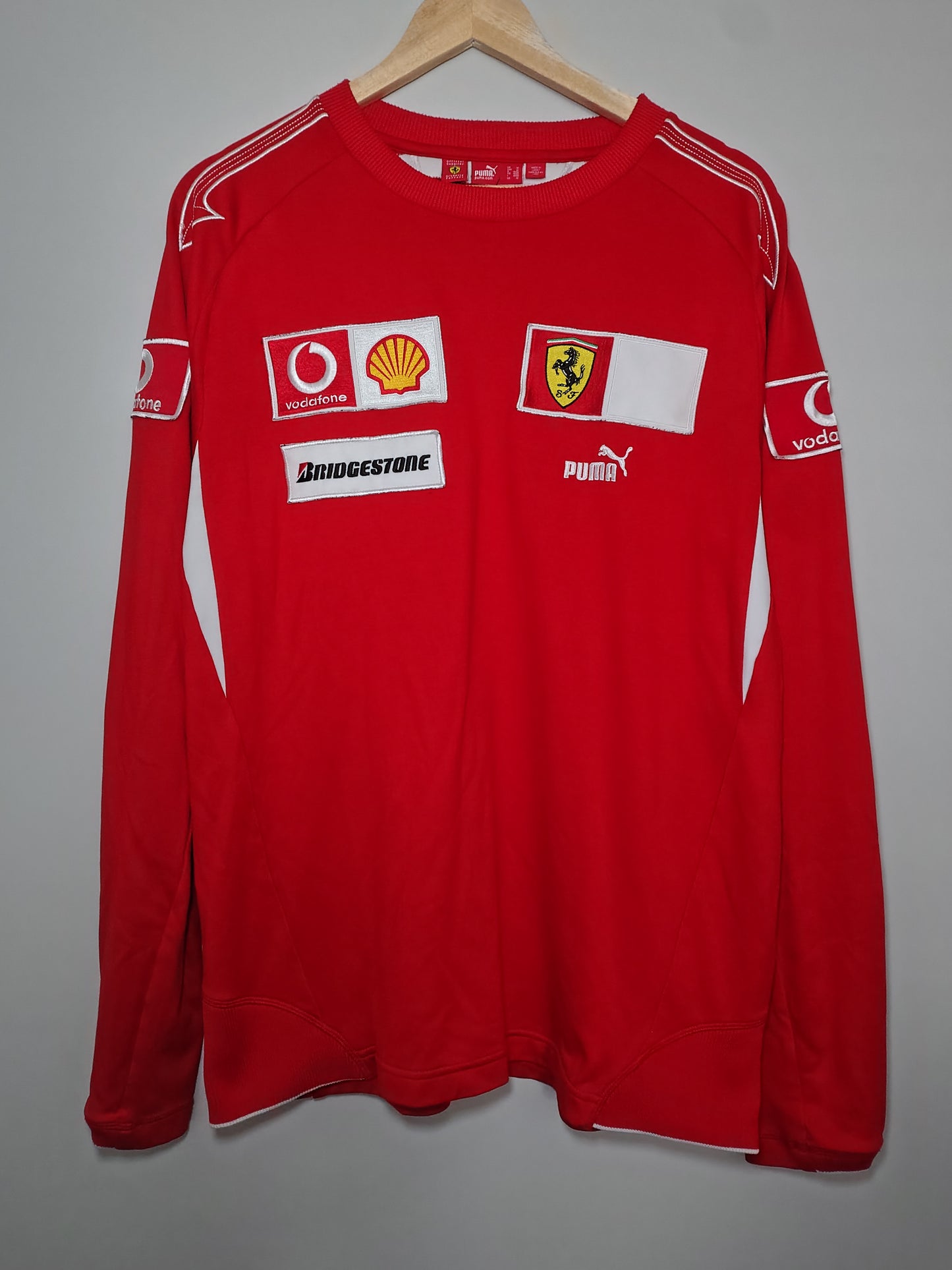 2005 Ferrari Puma longsleeve top sweatshirt jumper Michael Schumacher era Vodafone formula one F1 grand prix