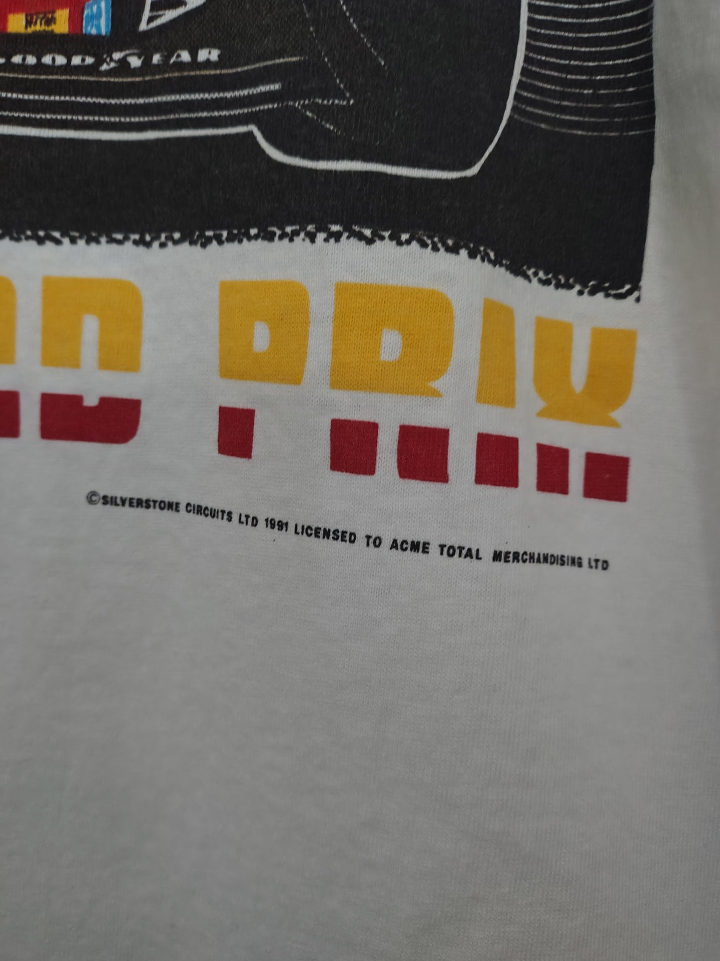 1991 British Grand Prix white t-shirt featuring Ferrari 642 Alain Prost made in Ireland single stitch Silverstone official rare