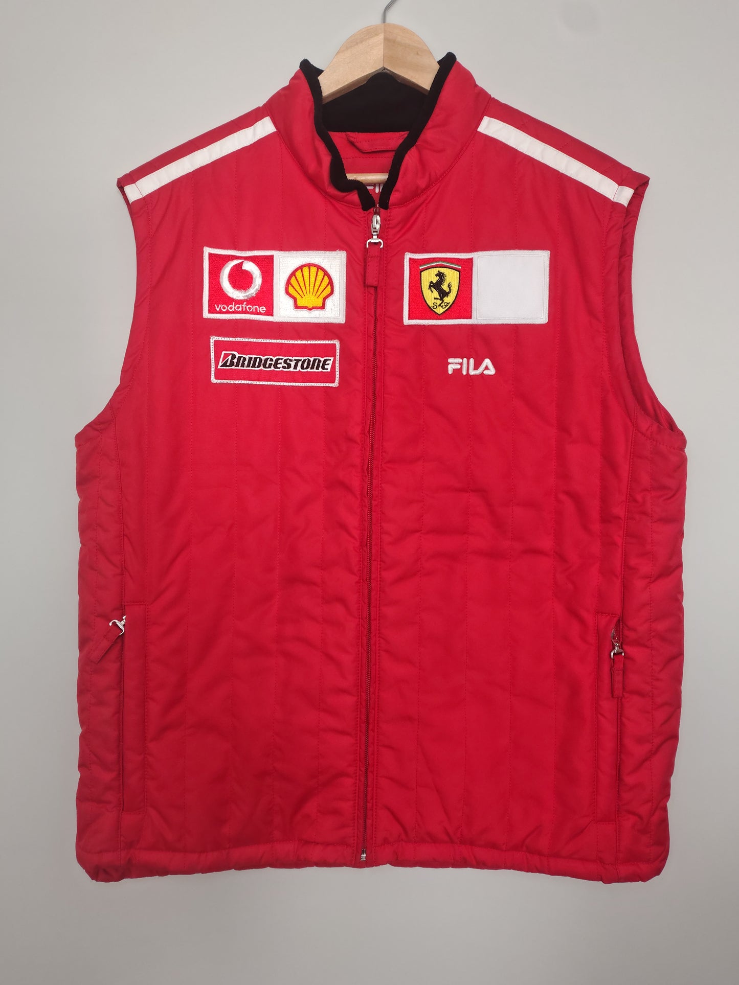 2003 Scuderia Ferrari Fila ribbed gilet Michael Schumacher era Vodafone formula one F1 grand prix body warmer
