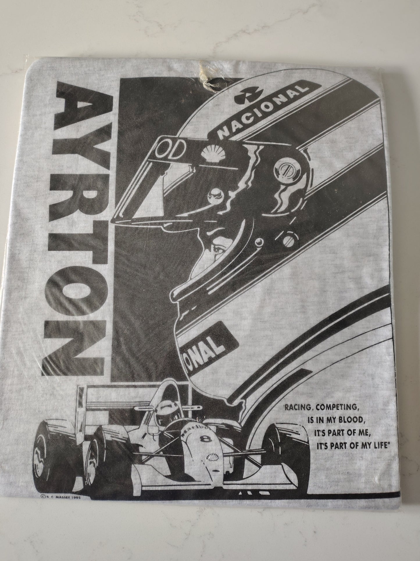 Vintage 1995 Ayrton Senna t-shirt XL Brazil screen print McLaren Lotus Toleman Senninha