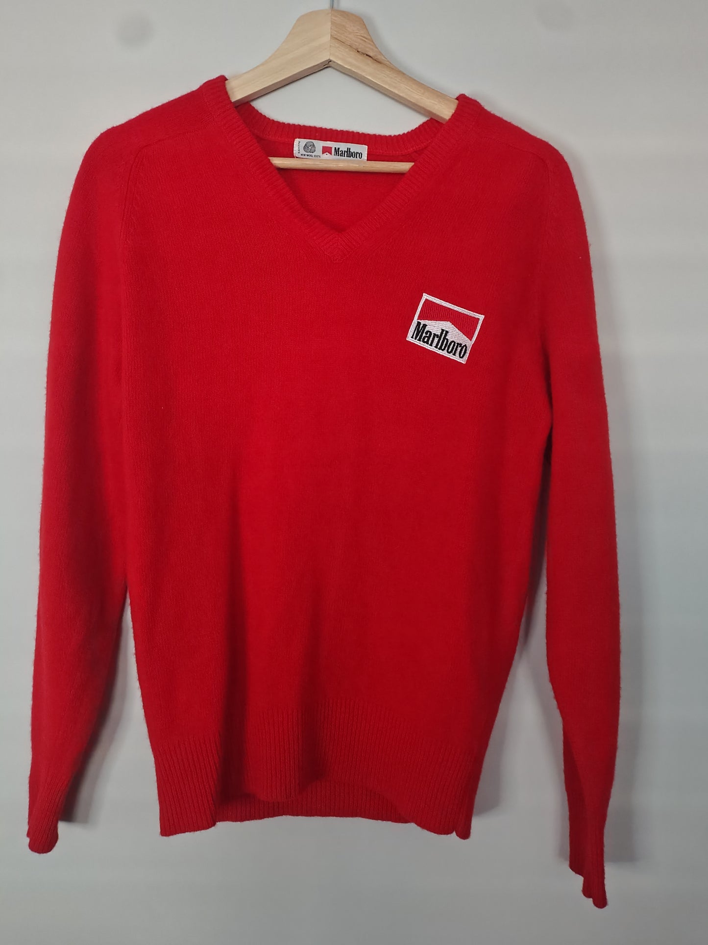 Marlboro red v-neck wool sweater