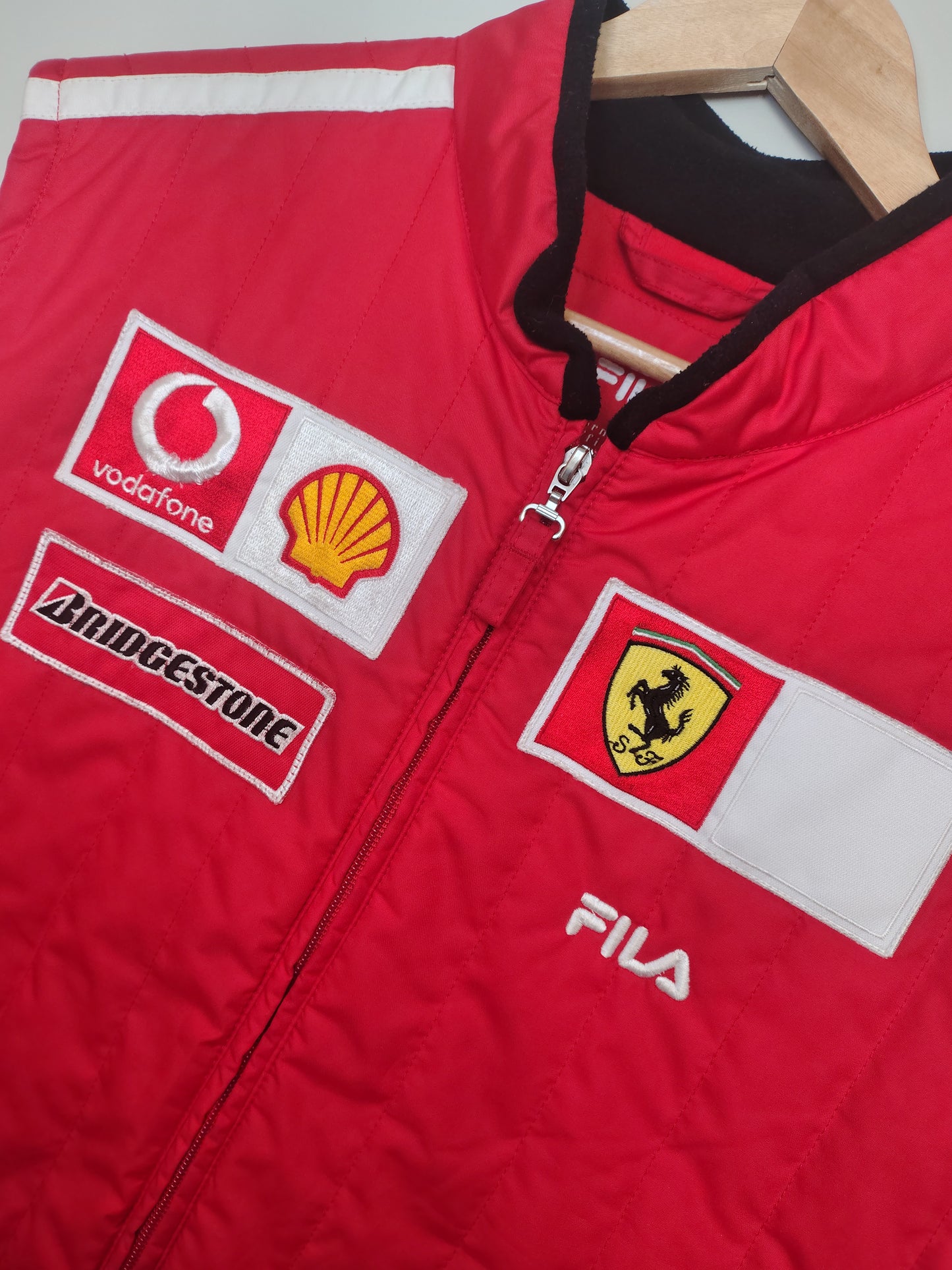 2003 Scuderia Ferrari Fila ribbed gilet Michael Schumacher era Vodafone formula one F1 grand prix body warmer