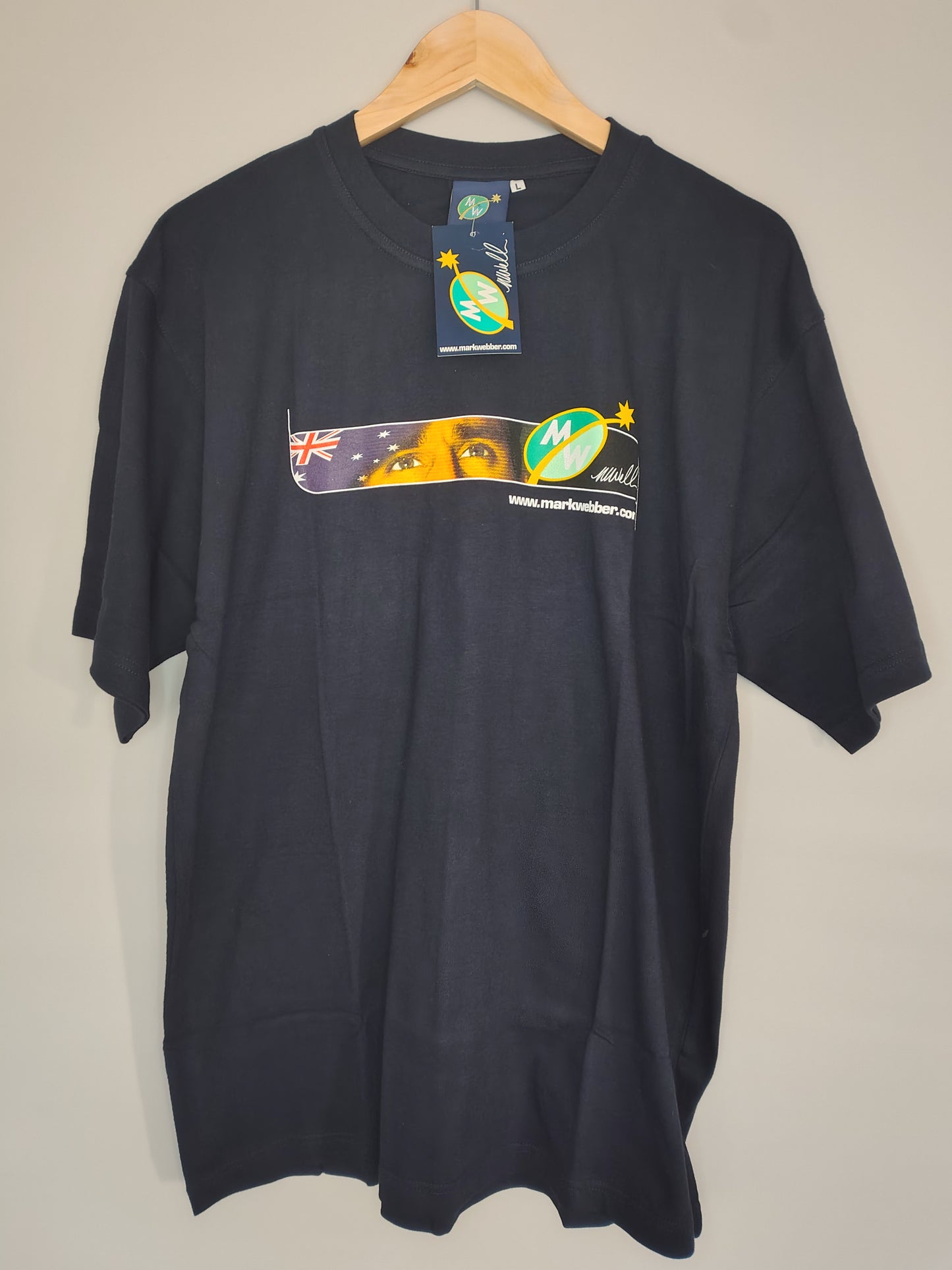 Official Mark Webber t-shirt navy large red bull jaguar minardi aussie