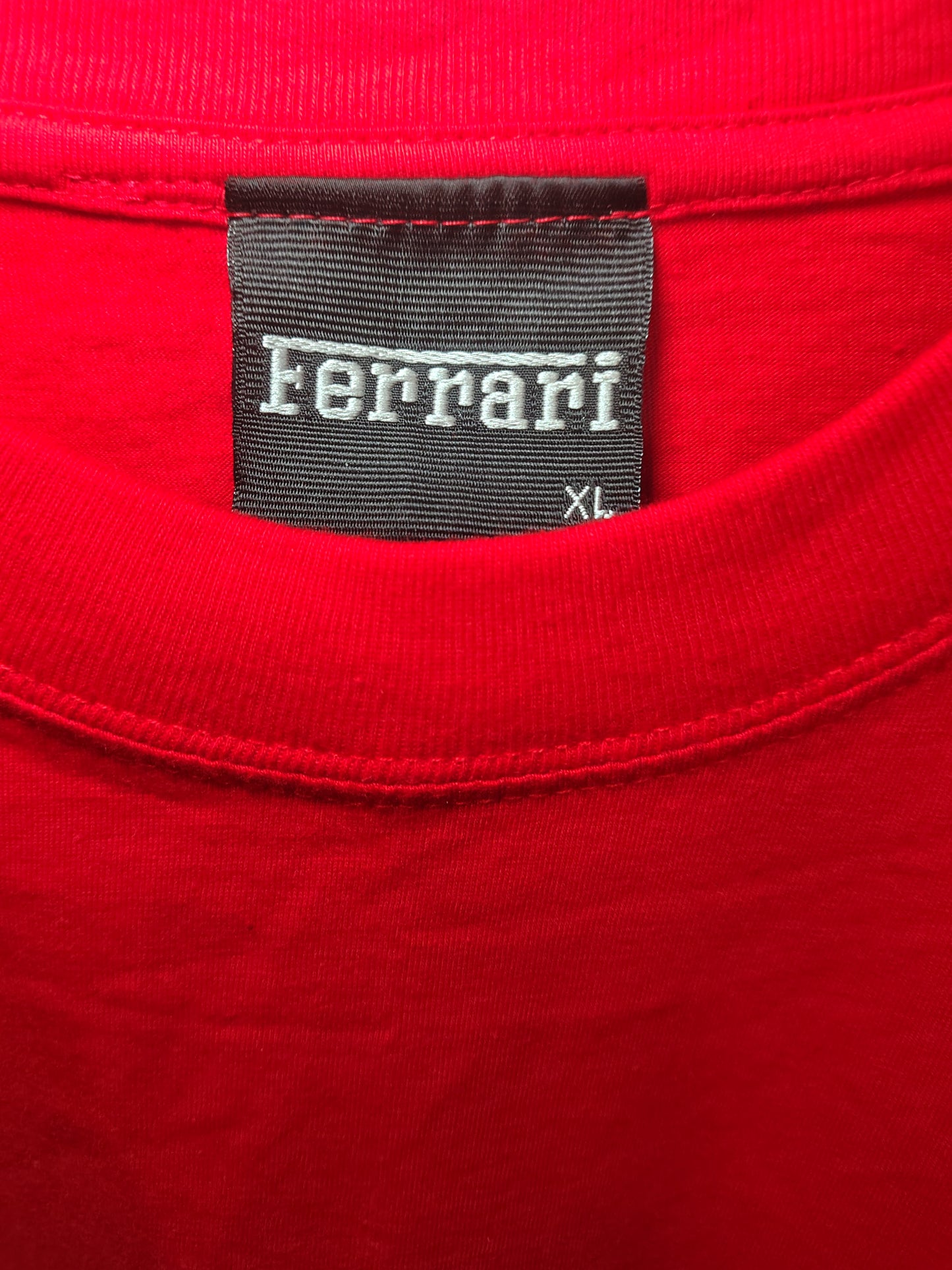 Vintage Ferrari red t-shirt featuring driver XL official early 2000's Michael Schumacher Rubens Barrichello era