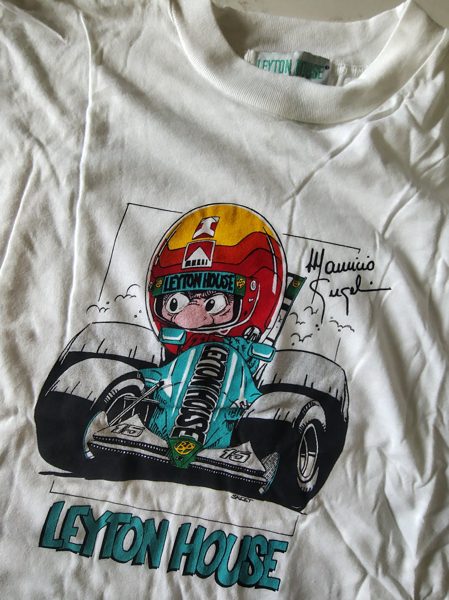 Official Leyton House Maurício Gugelmin t-shirt white medium made in Britain circa 1990