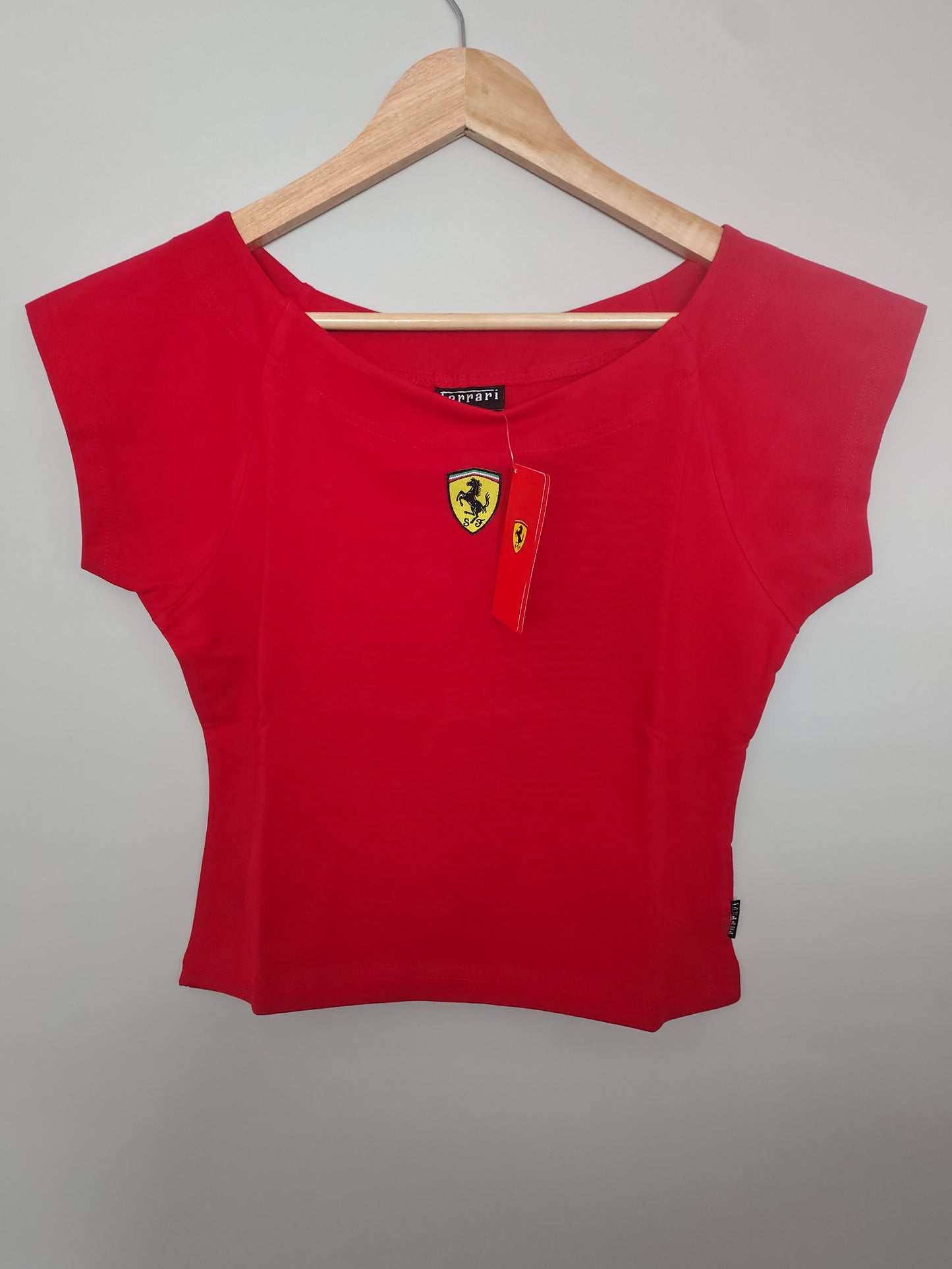 Official Ferrari red ladies t-shirt crop top baby tee BNWT formula one F1 grand prix