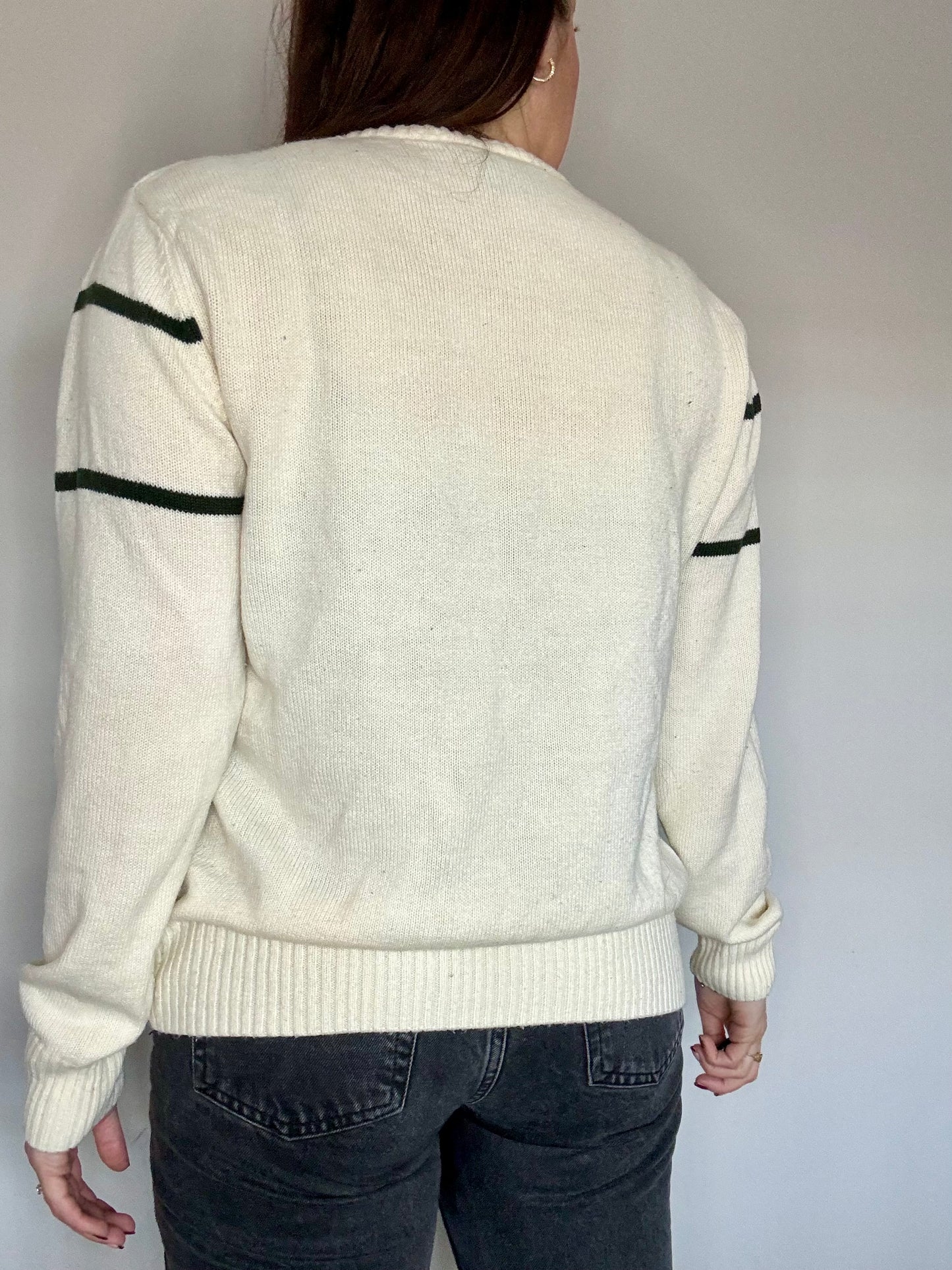 Guinness Retro Style Jumper in Cream and Green – Unisex, Ideal Present for Guinness Pint Lovers