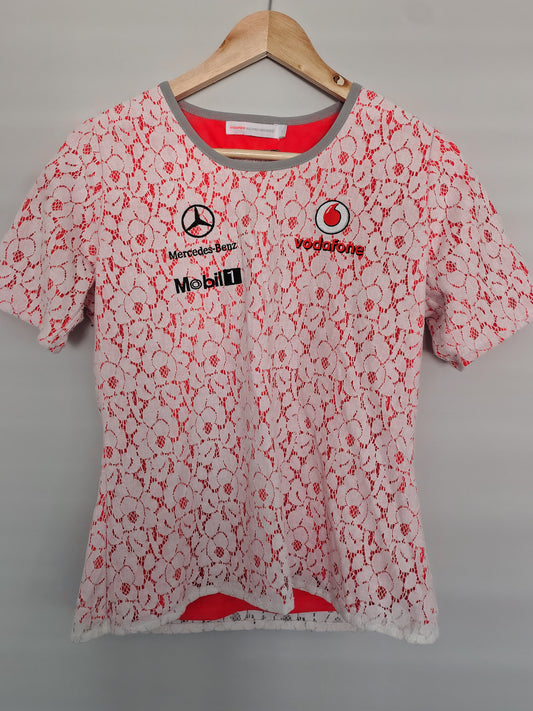 Official Vodafone McLaren ladies t-shirt top baby tee fully embroidered