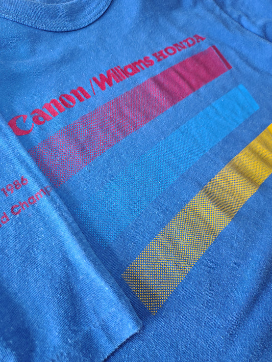 Vintage Canon Williams Honda 1986 Champions T-shirt Single Stitch F1 Piquet USA