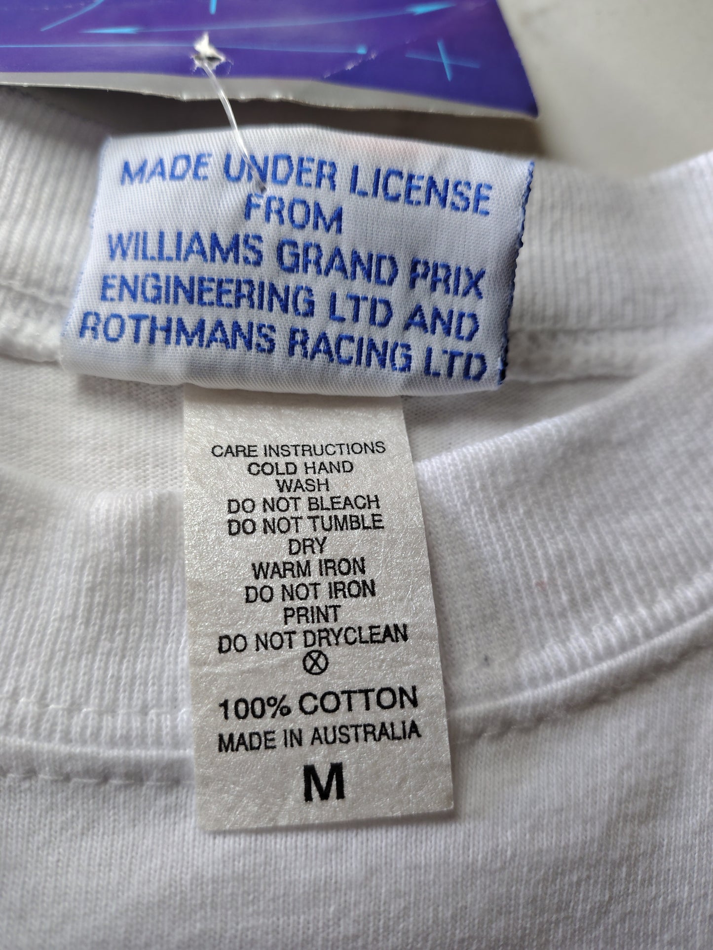 Vintage Rothmans Williams Renault Grand Prix T-shirt Official White Medium Mens
