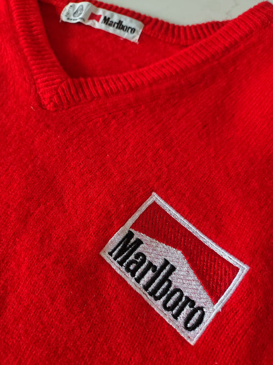 Marlboro red v-neck wool sweater
