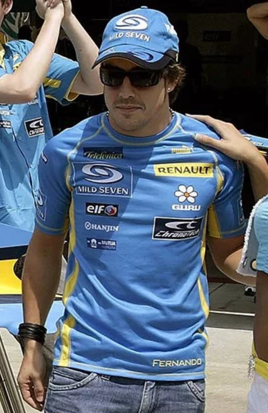 Official Puma Renault blue yellow team t-shirt mild seven Fernando Alonso 2006 team issue