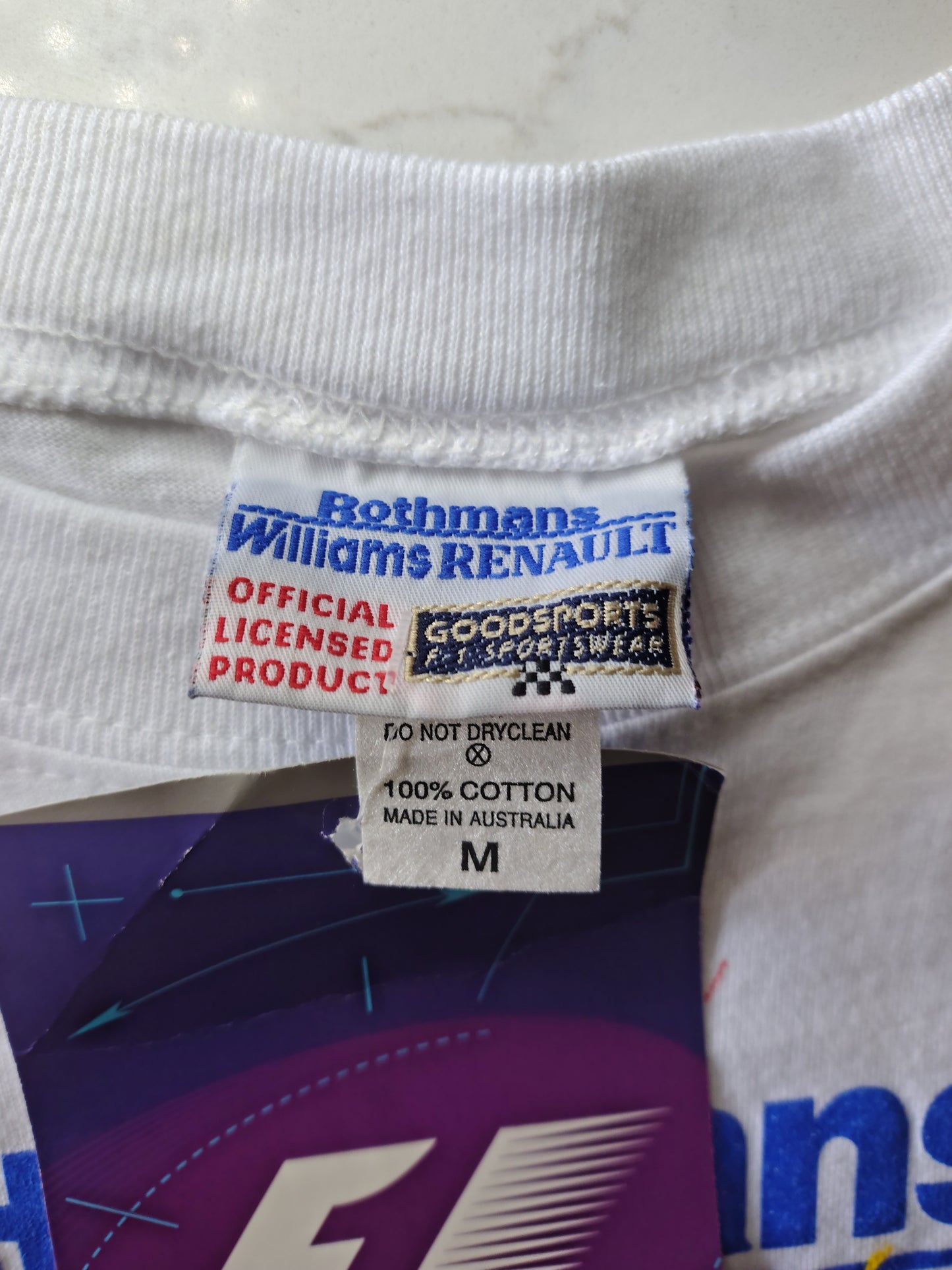 Vintage Rothmans Williams Renault Grand Prix T-shirt Official White Medium Mens