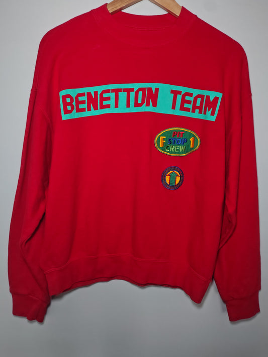 Benetton team formula one F1 sweatshirt jumper navy sweater ladies large grand prix official vintage