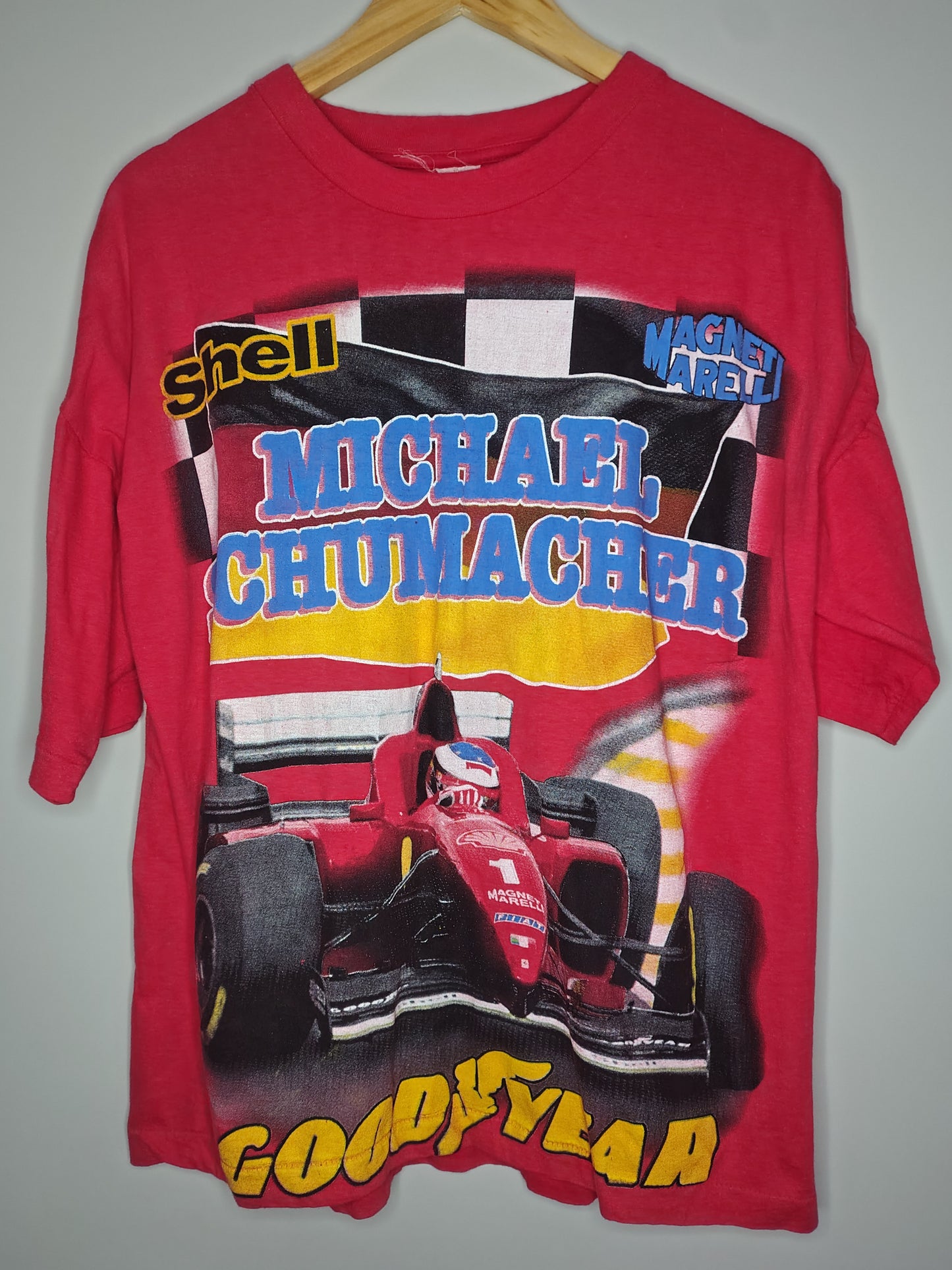 1996 Scuderia Ferrari f310 Michael Schumacher all over print crazy t-shirt single stitch Marlboro rare
