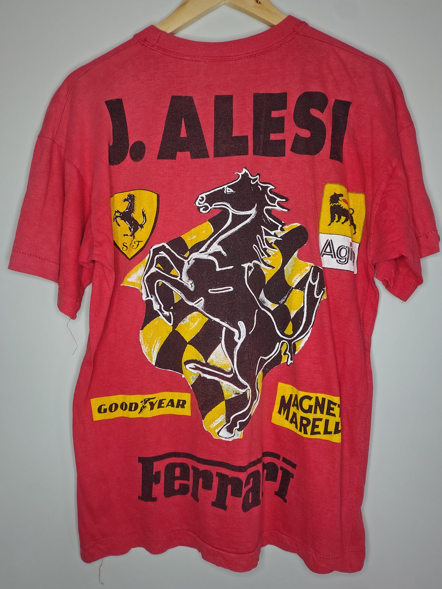 1995 Scuderia Ferrari 412t2 Jean Alesi all over print crazy t-shirt single stitch rare