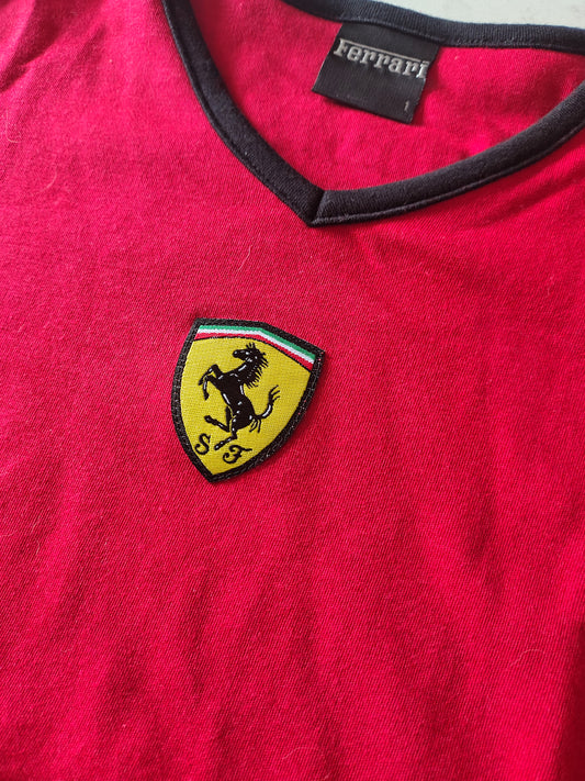 Official Ferrari red ladies tshirt crop top baby tee
