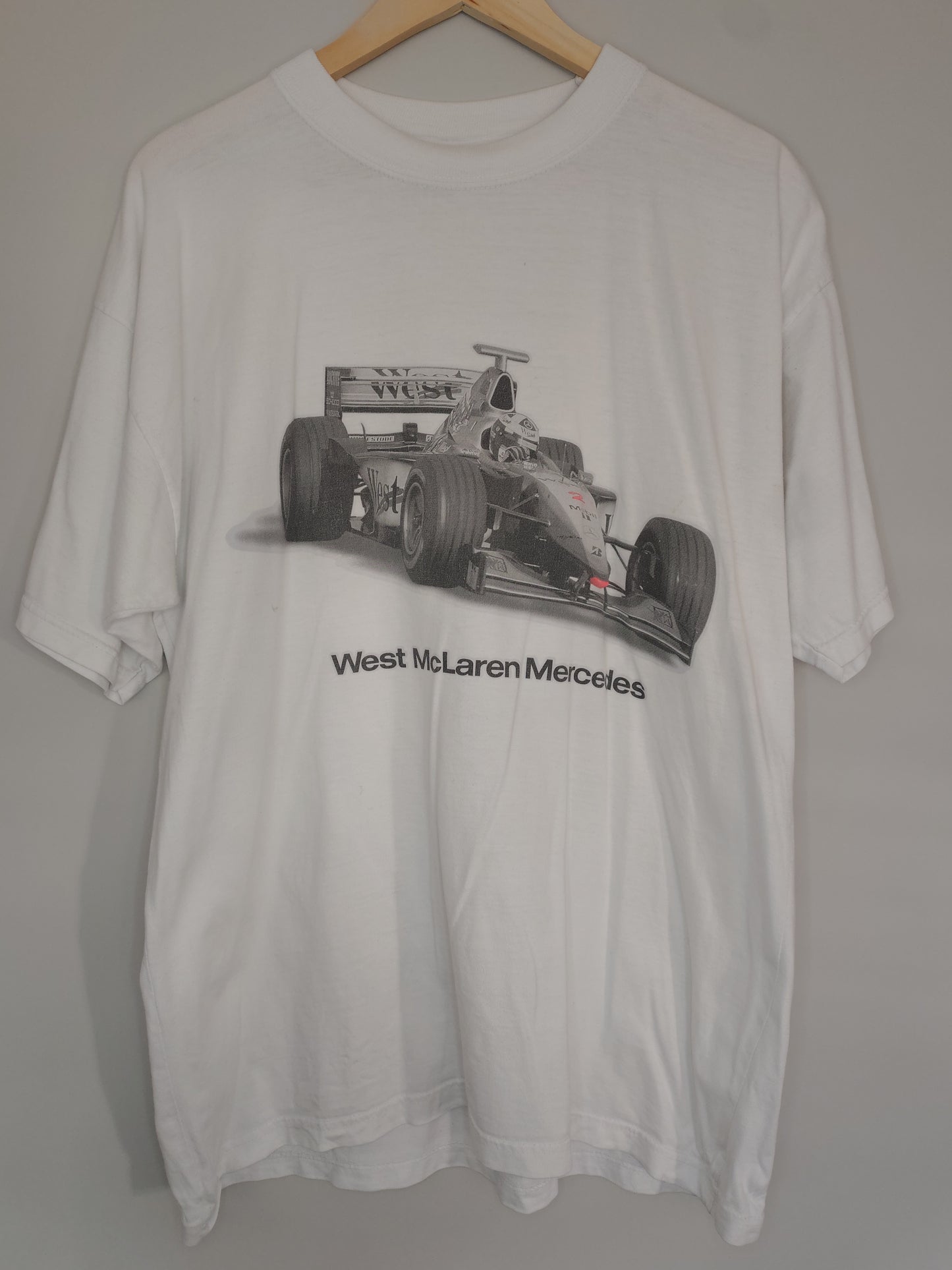 1999 West McLaren Mercedes David Coulthard MP4/14 white t-shirt vintage F1