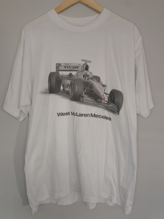 Vintage West McLaren Mercedes white t-shirt large