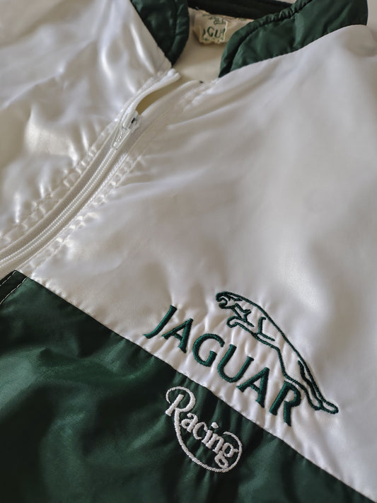 Vintage jaguar racing jacket green and white