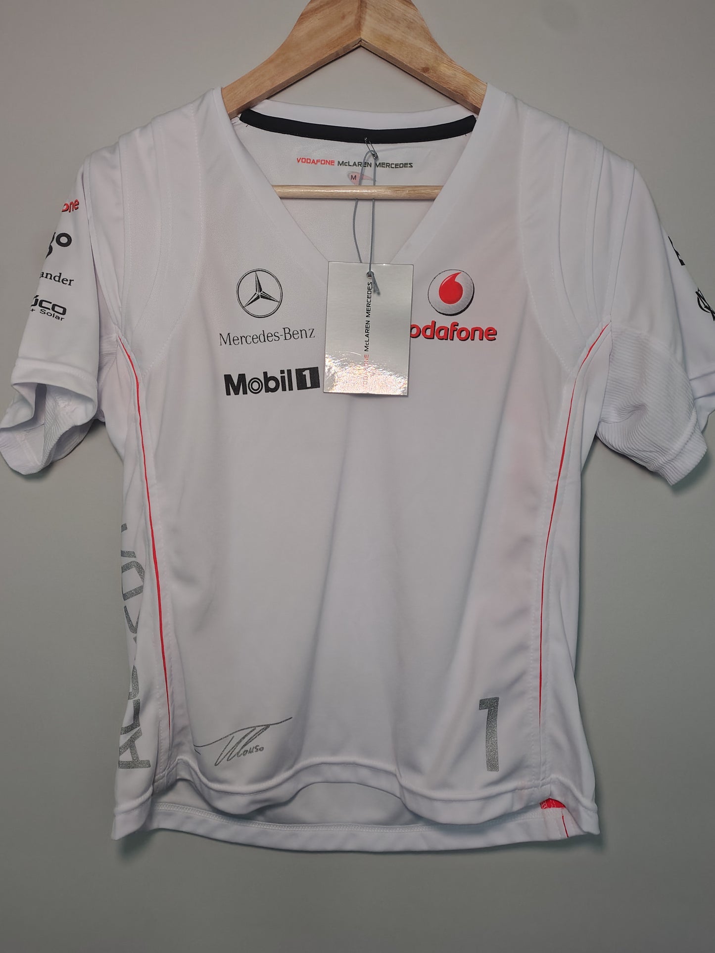 Official ladies Vodafone McLaren white Alonso t-shirt vest top baby tee BNWT from 2007