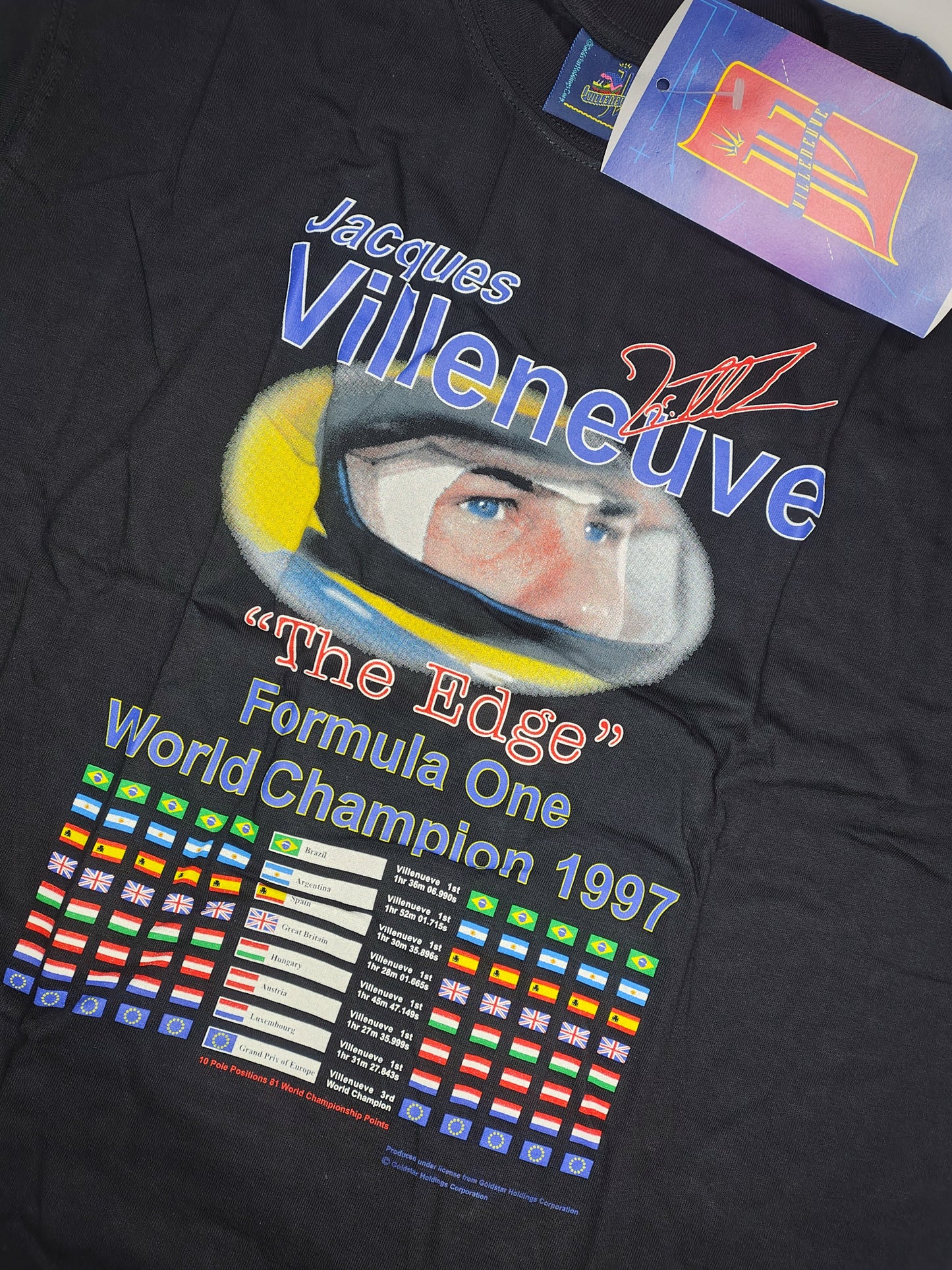 1997 Jacques Villeneuve world Champion t-shirt black medium Williams BAR official vintage F1