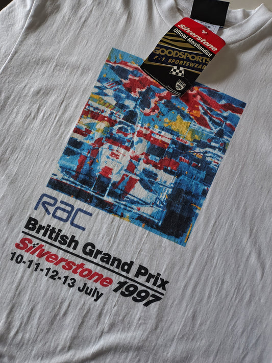 1997 British grand prix official white  t-shirt Silverstone formula 1 F1