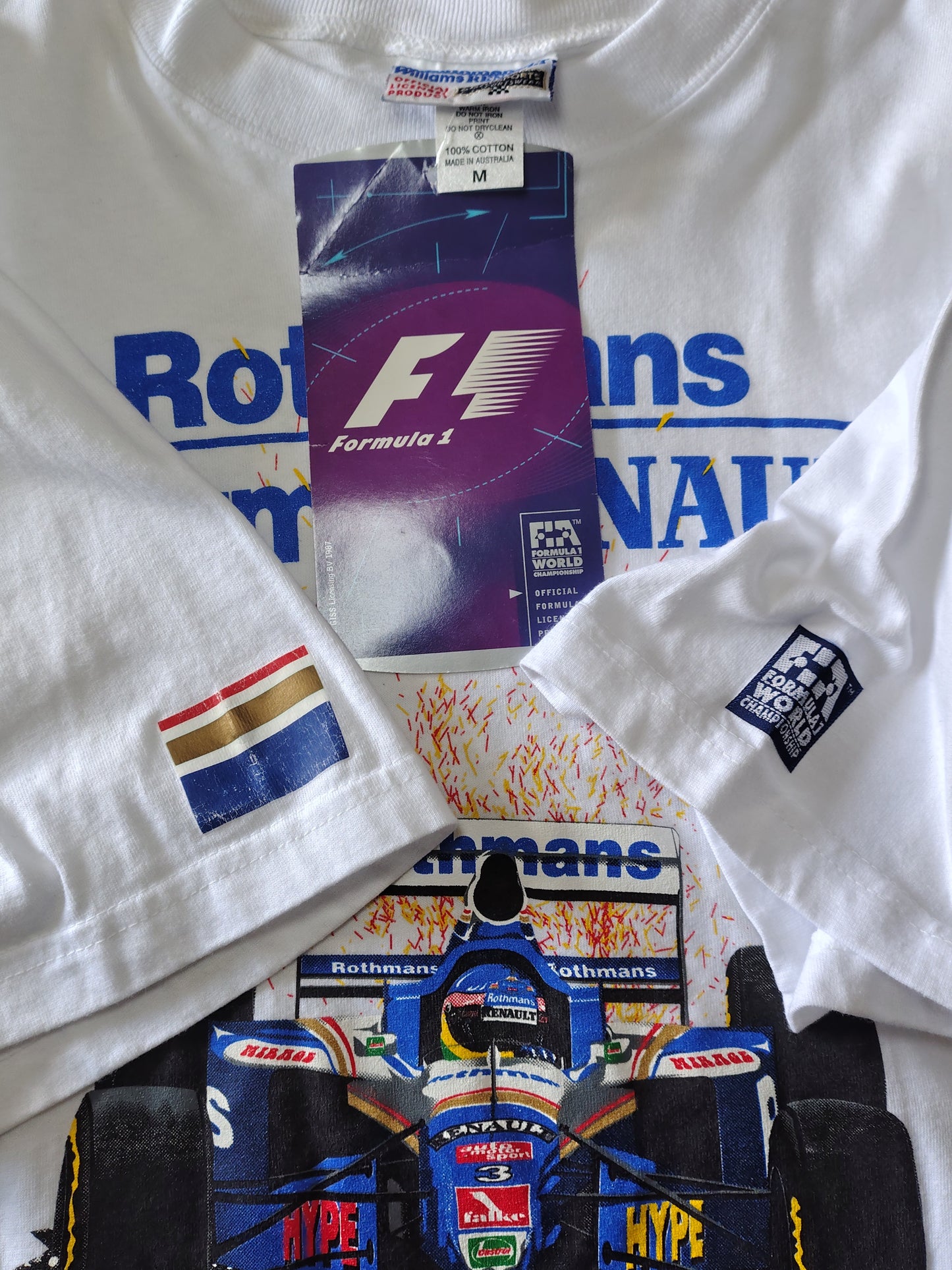 Vintage Rothmans Williams Renault Grand Prix T-shirt Official White Medium Mens