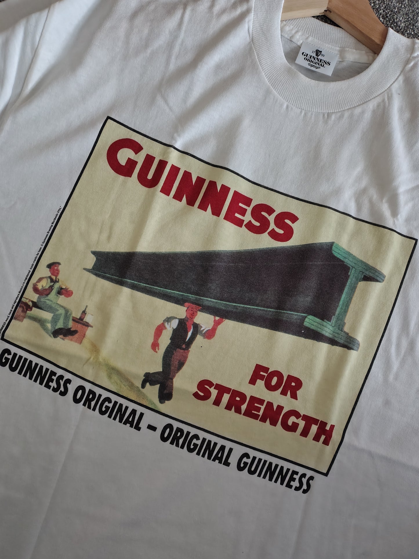 1994 Guinness for strength original white single stitch t-shirt vintage XL 90's Ireland Rare Pints