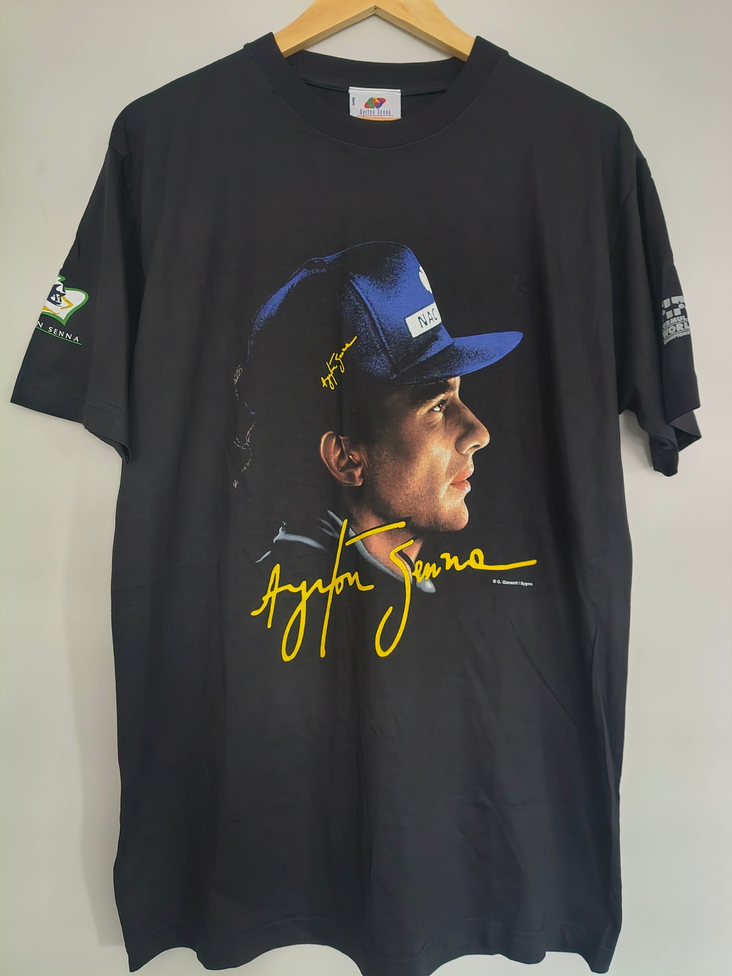 1997 Ayrton Senna foundation portrait t-shirt official Gianni Giansanti vintage F1