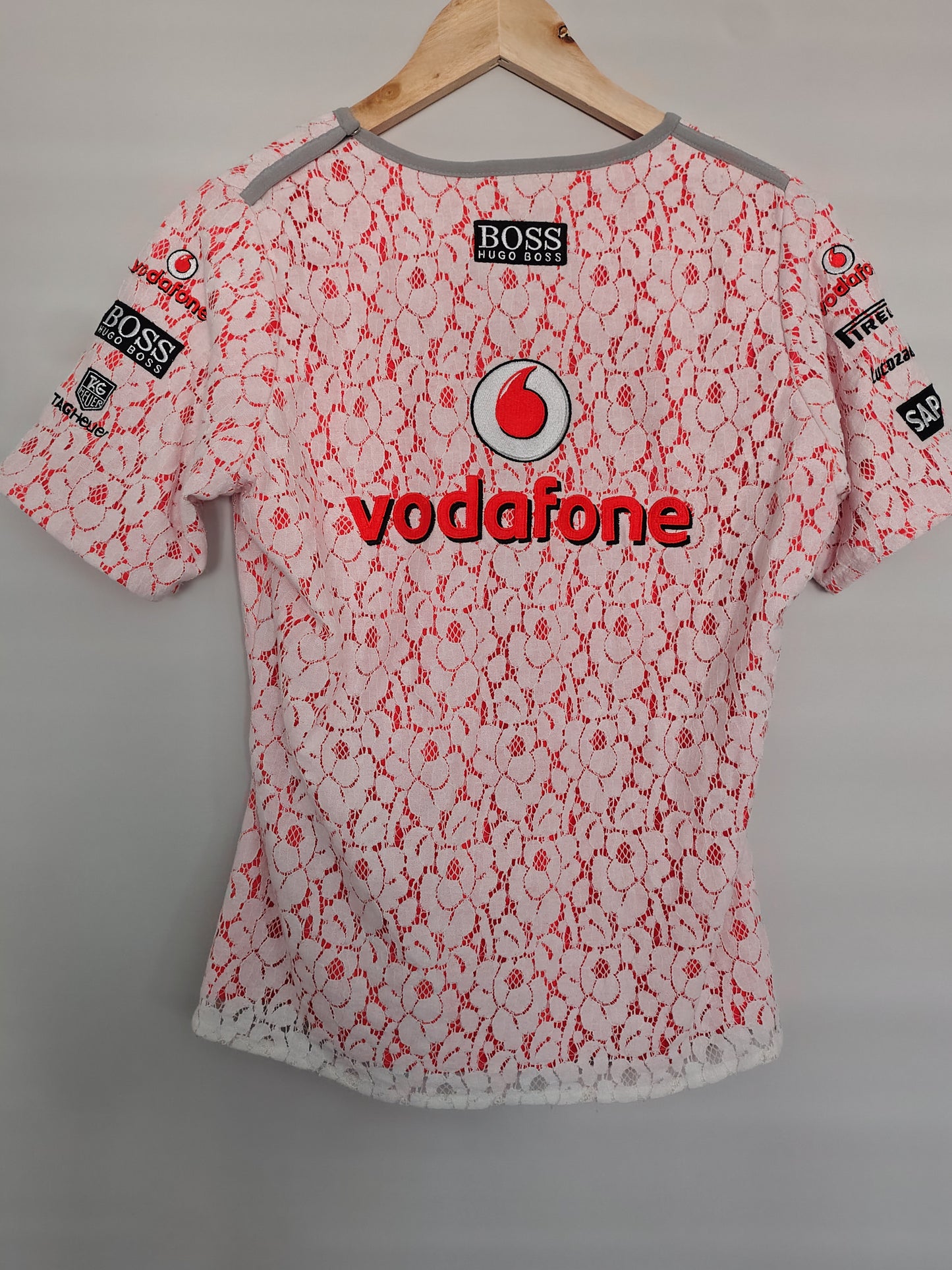 Official Vodafone McLaren ladies t-shirt top baby tee fully embroidered