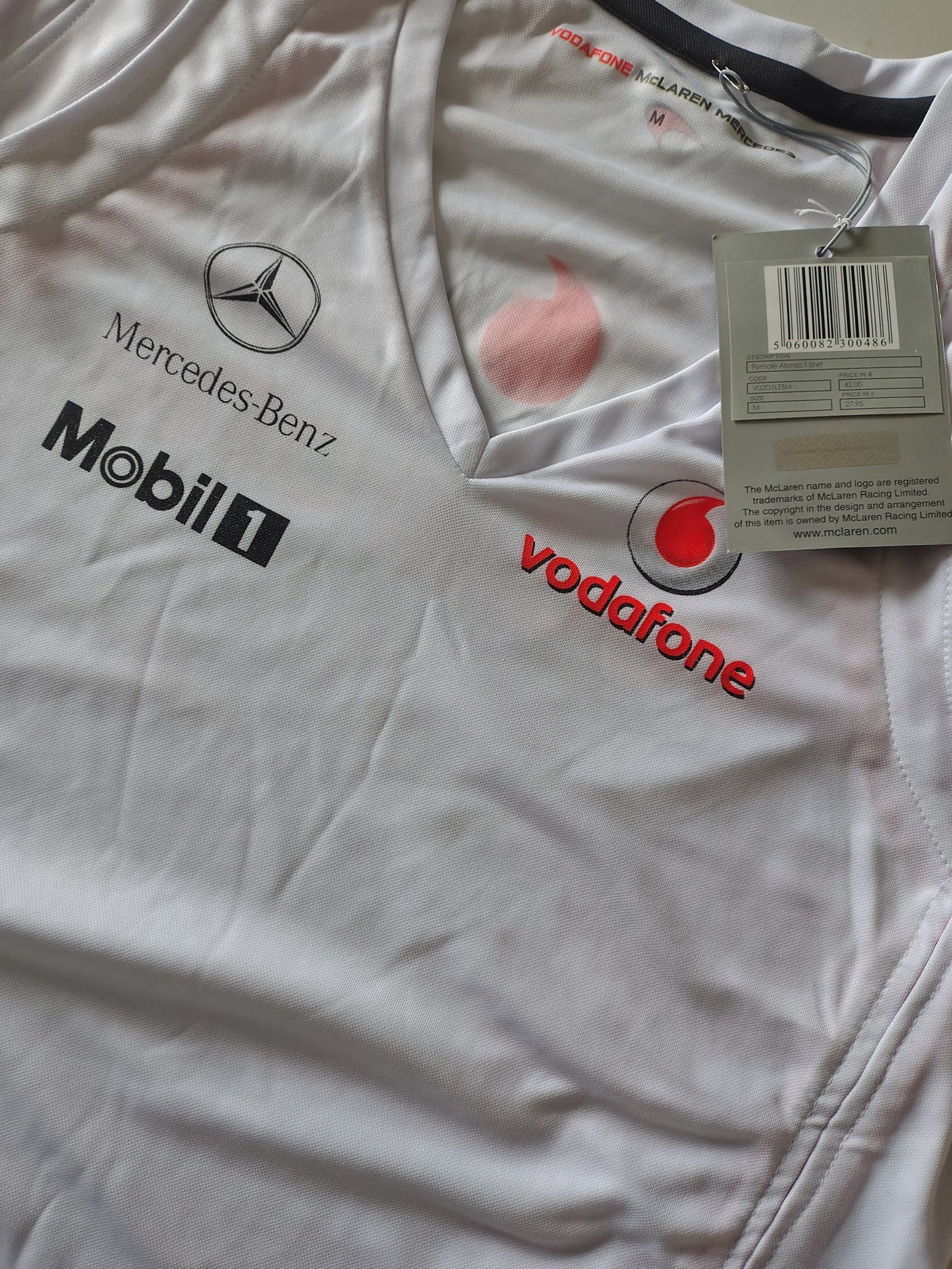 Official ladies Vodafone McLaren white Alonso t-shirt vest top baby tee BNWT from 2007