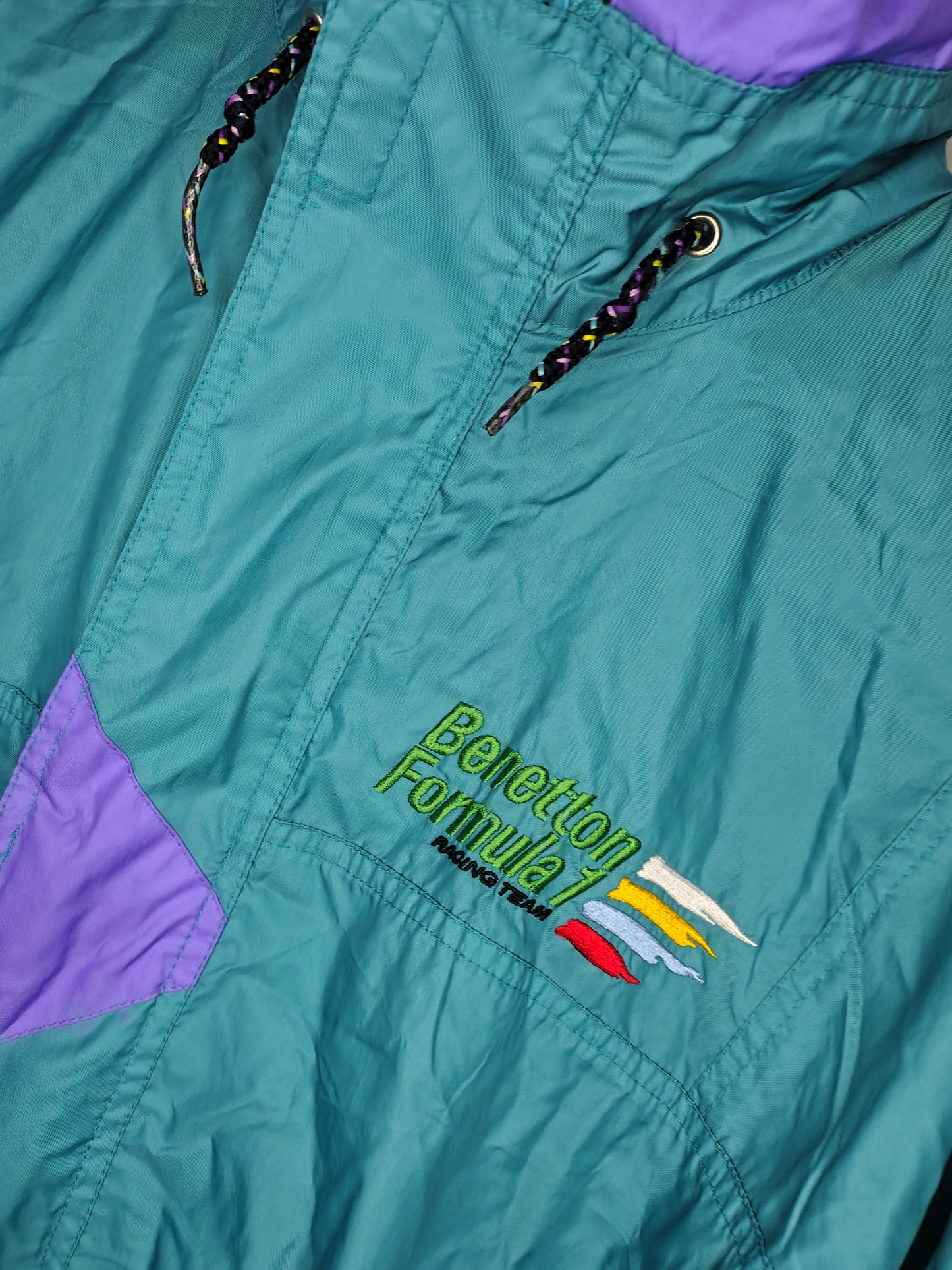 Benetton F1 racing team lightweight colourblock jacket with hood official