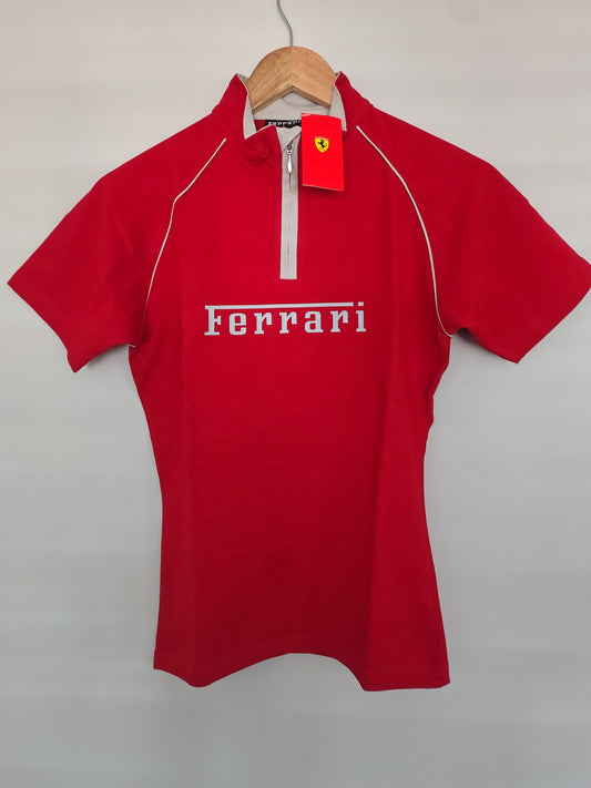 Official Ferrari ladies t-shirt crop top baby tee 1/4 zip BNWT