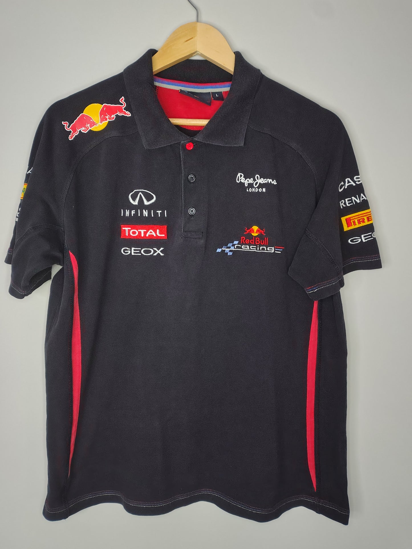 Red Bull racing Renault polo shirt navy large official Sebastian Vettel Mark Webber era
