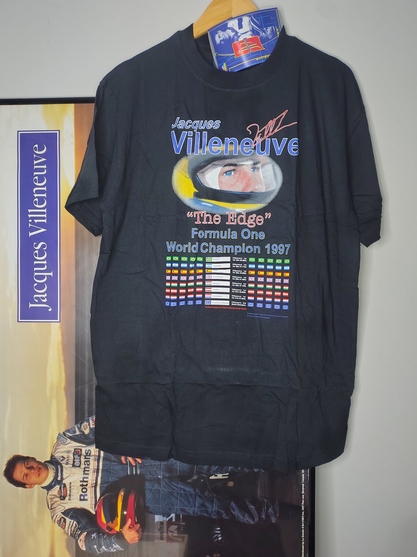 1997 Jacques Villeneuve world Champion t-shirt black medium Williams BAR official vintage F1