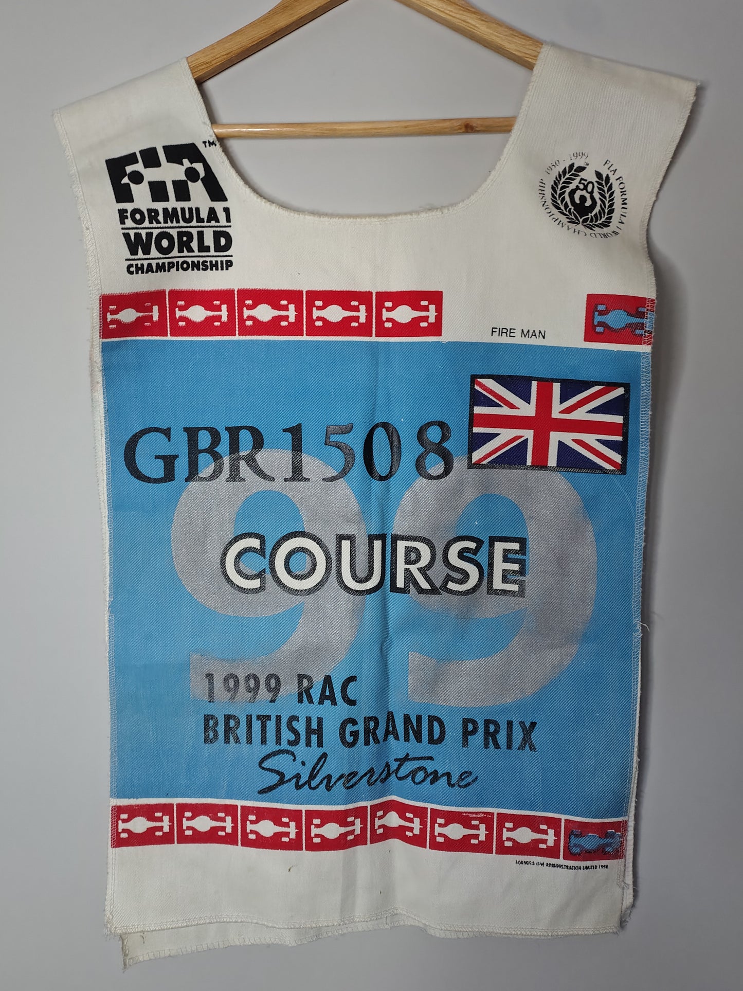 1999 British Grand Prix Silverstone fire marshall tabbard F1