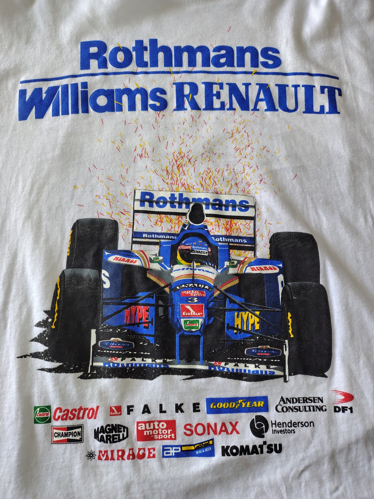 Vintage Rothmans Williams Renault Grand Prix T-shirt Official White Medium Mens