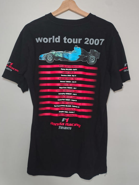 Official Honda RA107 F1 racing team mens t-shirt world tour 2007 formula one F1 grand Prix Jenson Button Rubens Barrichello