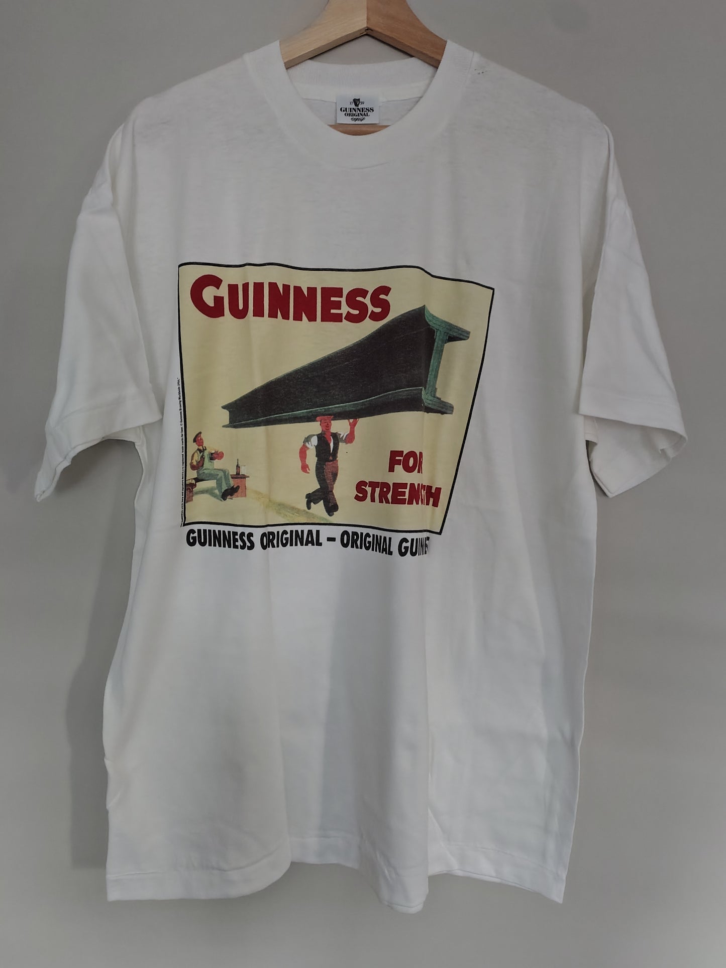 1994 Guinness for strength original white single stitch t-shirt vintage XL 90's Ireland Rare Pints