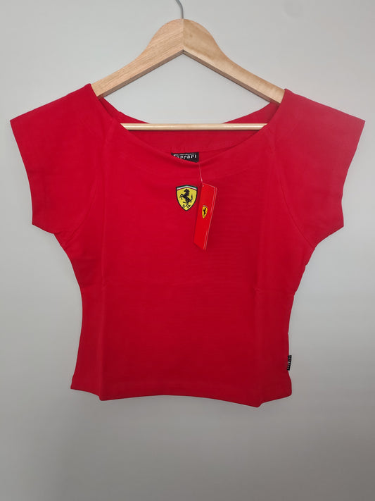Official Ferrari red ladies t-shirt crop top baby tee BNWT formula one F1 grand prix