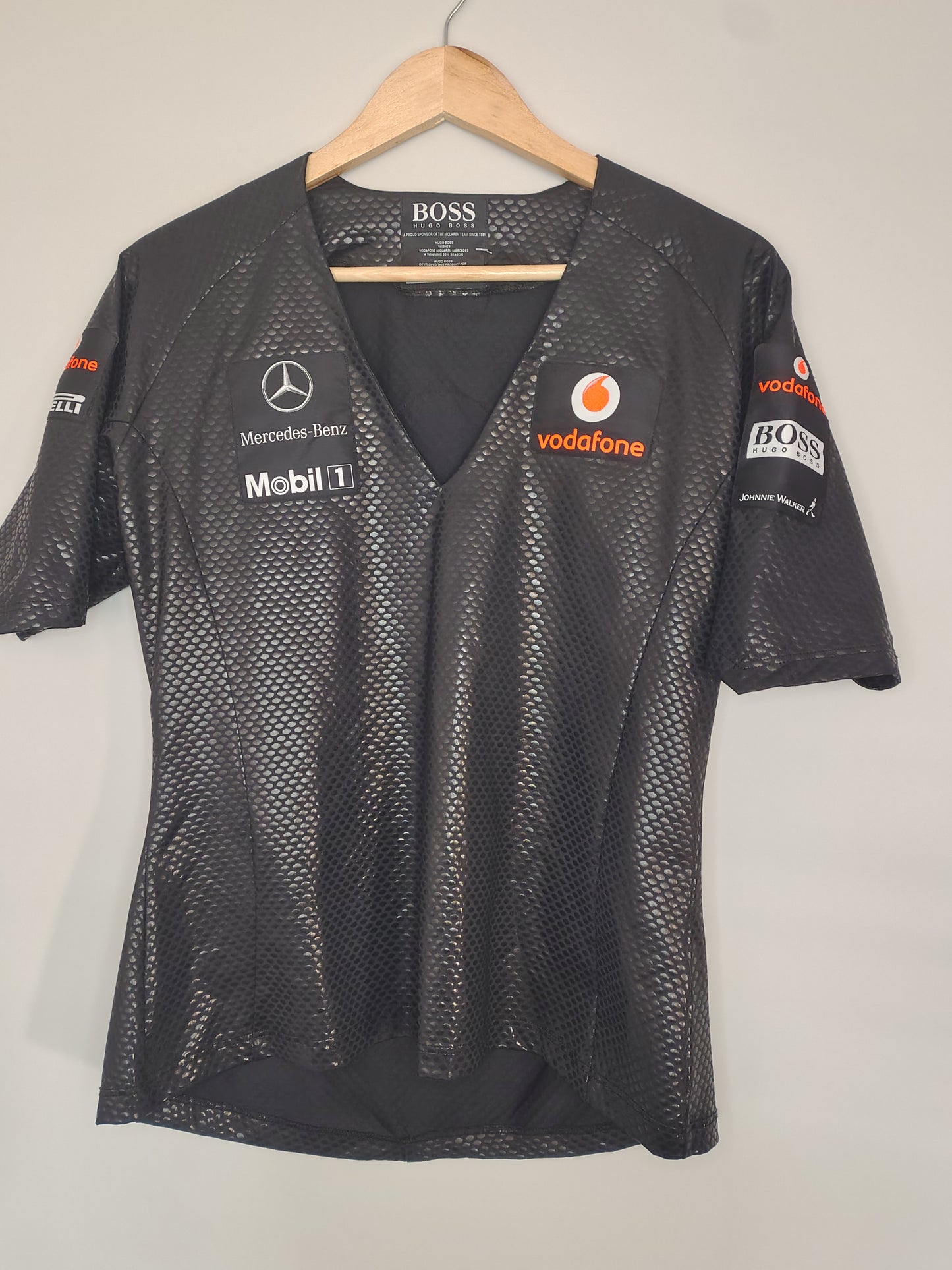 2011 ladies Vodafone McLaren special edition crop top baby tee Hugo Boss Jenson Button Lewis Hamilton