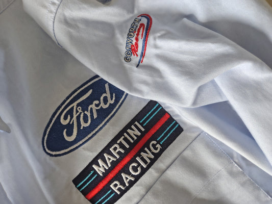 Official Ford World Rally Team Shirt blue Martini Racing Motorsport McRae M-Sport WRC Colin McRae Carlos Sainz Cosworth circa 2001
